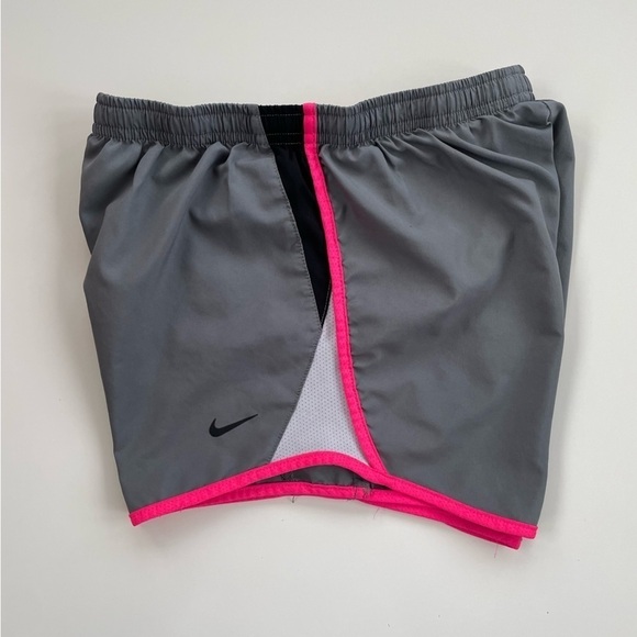 Nike Dri-Fit Girl's Gray Hot Pink Athletic Running Shorts Size Large - Picture 3 of 6